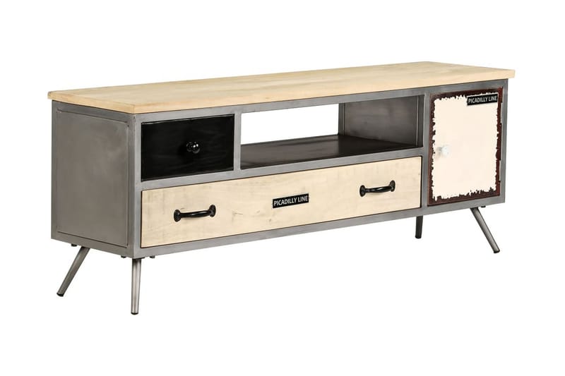 TV-bänk massivt mangoträ och stål 120x30x45 cm - Flerfärgad - Möbler - Vardagsrum - Tv-möbler & mediamöbler - Tv-bänkar