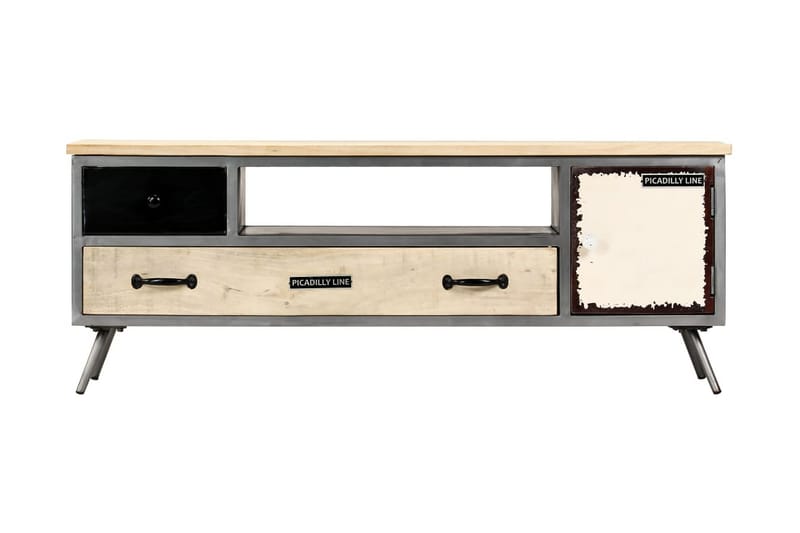 TV-bänk massivt mangoträ och stål 120x30x45 cm - Flerfärgad - Möbler - Vardagsrum - Tv-möbler & mediamöbler - Tv-bänkar