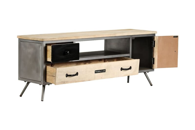 TV-bänk massivt mangoträ och stål 120x30x45 cm - Flerfärgad - Möbler - Vardagsrum - Tv-möbler & mediamöbler - Tv-bänkar