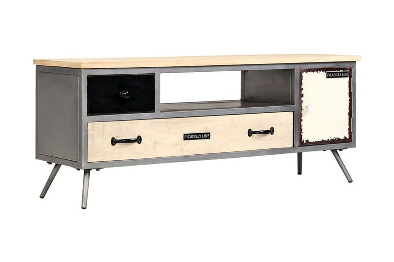 TV-bänk massivt mangoträ och stål 120x30x45 cm - Flerfärgad - Möbler - Vardagsrum - Tv-möbler & mediamöbler - Tv-bänkar
