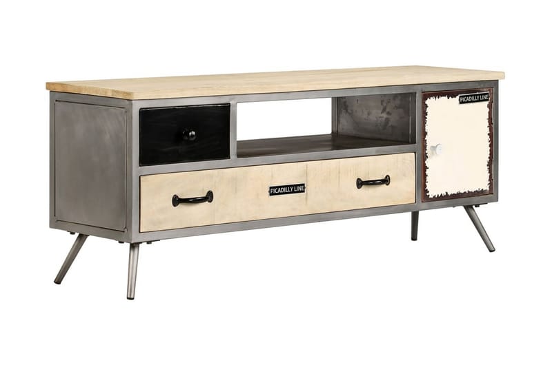 TV-bänk massivt mangoträ och stål 120x30x45 cm - Flerfärgad - Möbler - Vardagsrum - Tv-möbler & mediamöbler - Tv-bänkar