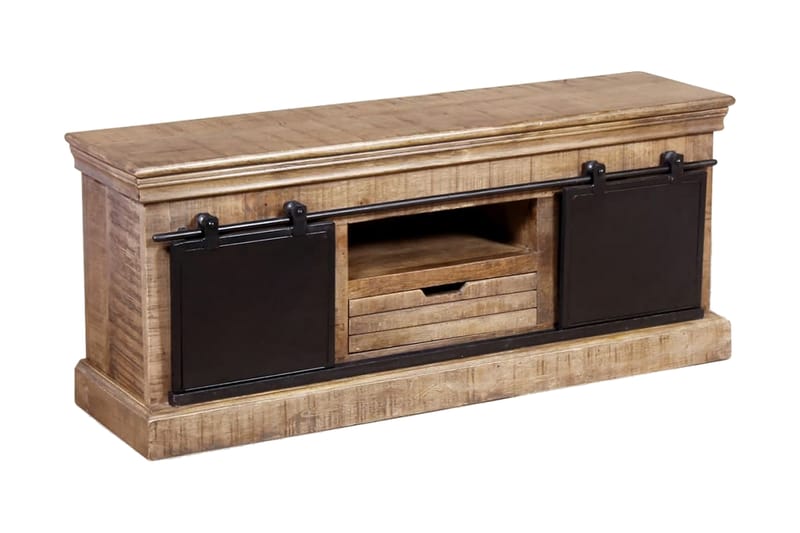 TV-bänk med 2 skjutdörrar massivt mangoträ 110x30x45 cm - Flerfärgad - Möbler - Vardagsrum - Tv-möbler & mediamöbler - Tv-bänkar