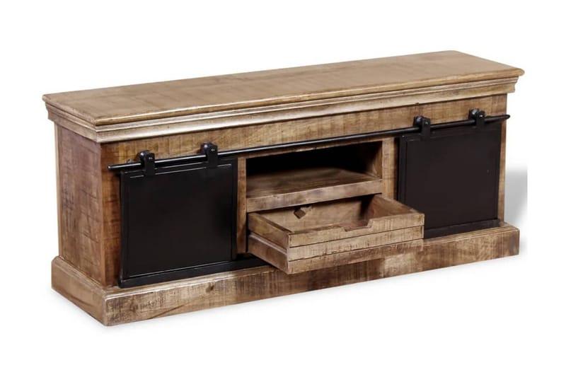 TV-bänk med 2 skjutdörrar massivt mangoträ 110x30x45 cm - Flerfärgad - Möbler - Vardagsrum - Tv-möbler & mediamöbler - Tv-bänkar