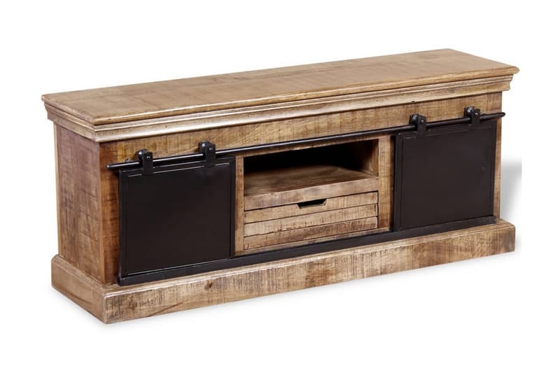 TV-bänk med 2 skjutdörrar massivt mangoträ 110x30x45 cm - Flerfärgad - Möbler - Vardagsrum - Tv-möbler & mediamöbler - Tv-bänkar