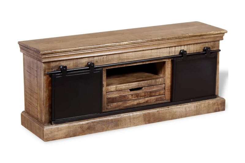 TV-bänk med 2 skjutdörrar massivt mangoträ 110x30x45 cm - Flerfärgad - Möbler - Vardagsrum - Tv-möbler & mediamöbler - Tv-bänkar