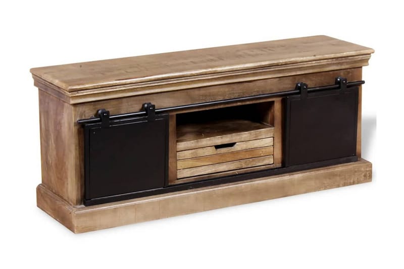 TV-bänk med 2 skjutdörrar massivt mangoträ 110x30x45 cm - Flerfärgad - Möbler - Vardagsrum - Tv-möbler & mediamöbler - Tv-bänkar