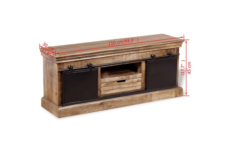 TV-bänk med 2 skjutdörrar massivt mangoträ 110x30x45 cm - Flerfärgad - Möbler - Vardagsrum - Tv-möbler & mediamöbler - Tv-bänkar