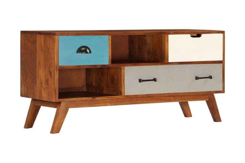 TV-bänk med 3 lådor 110x35x50 cm massivt återvunnet akaciatr - Flerfärgad - Möbler - Vardagsrum - Tv-möbler & mediamöbler - Tv-bänkar