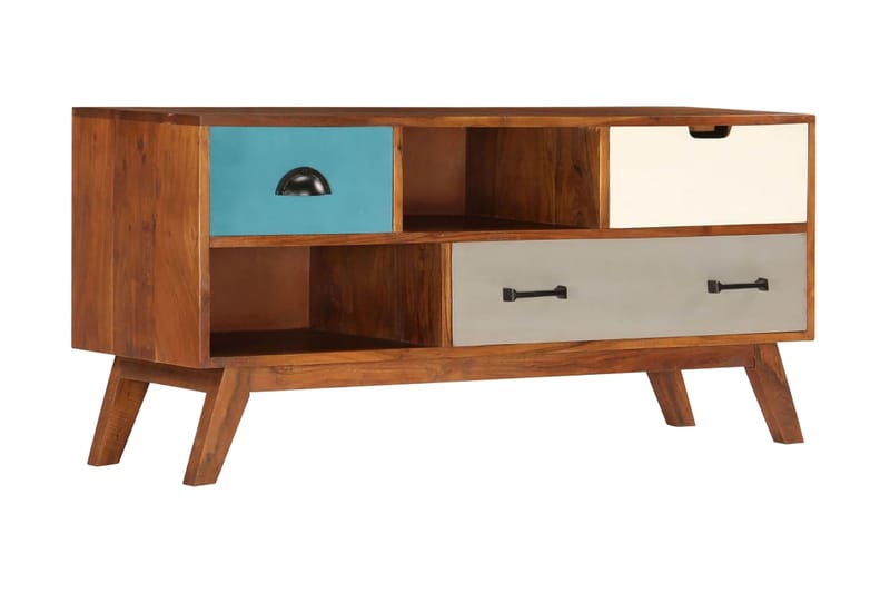 TV-bänk med 3 lådor 110x35x50 cm massivt återvunnet akaciatr - Flerfärgad - Möbler - Vardagsrum - Tv-möbler & mediamöbler - Tv-bänkar