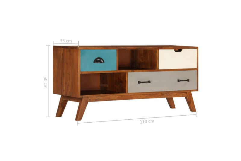 TV-bänk med 3 lådor 110x35x50 cm massivt återvunnet akaciatr - Flerfärgad - Möbler - Vardagsrum - Tv-möbler & mediamöbler - Tv-bänkar
