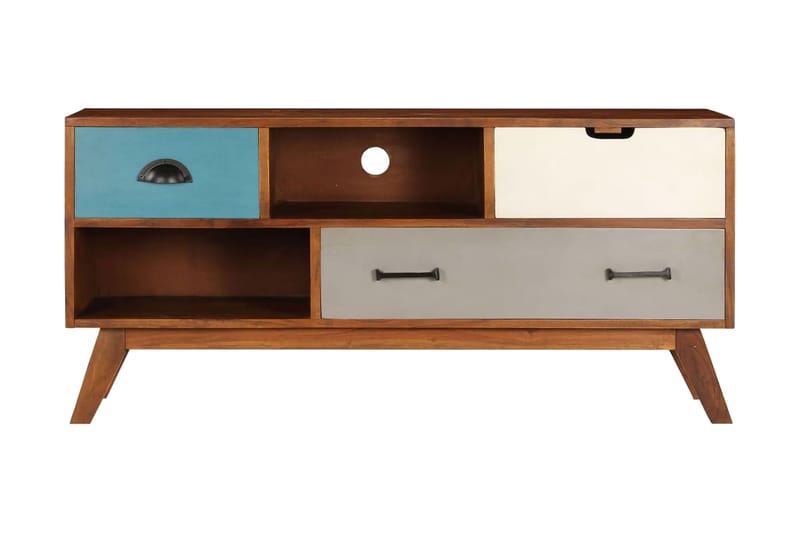 TV-bänk med 3 lådor 110x35x50 cm massivt återvunnet akaciatr - Flerfärgad - Möbler - Vardagsrum - Tv-möbler & mediamöbler - Tv-bänkar