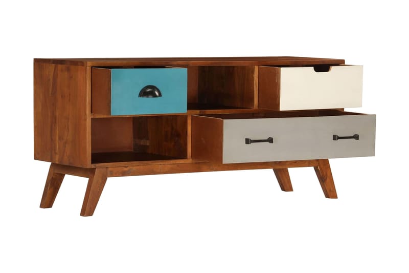 TV-bänk med 3 lådor 110x35x50 cm massivt återvunnet akaciatr - Flerfärgad - Möbler - Vardagsrum - Tv-möbler & mediamöbler - Tv-bänkar