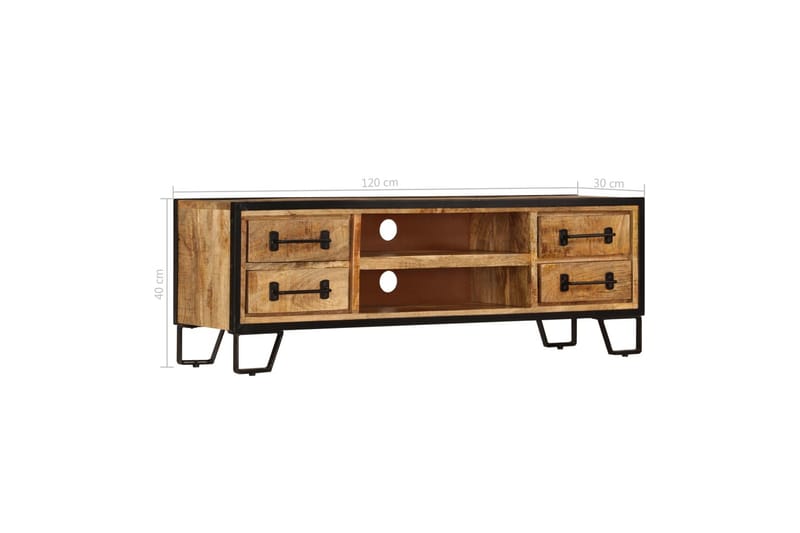 TV-bänk med lådor 120x30x40 cm massivt mangoträ - Brun - Möbler - Vardagsrum - Tv-möbler & mediamöbler - Tv-bänkar