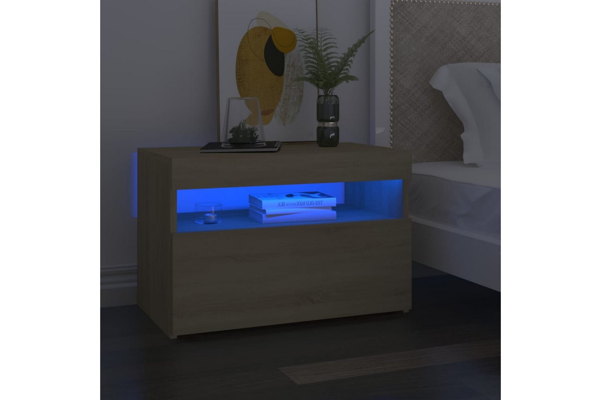 TV-bänk med LED-belysning 2 st sonoma-ek 60x35x40 cm - Brun - Möbler - Vardagsrum - Tv-möbler & mediamöbler - Tv-bänkar