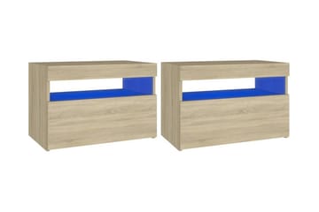 TV-bänk med LED-belysning 2 st sonoma-ek 60x35x40 cm - Brun - Möbler - Vardagsrum - Tv-möbler & mediamöbler - Tv-bänkar