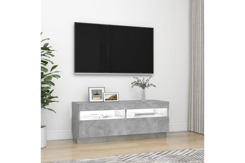 TV-bänk med LED-belysning betonggrå 100x35x40 cm - Grå - Möbler - Vardagsrum - Tv-möbler & mediamöbler - Tv-bänkar