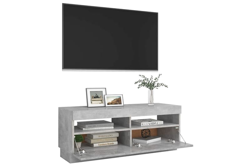 TV-bänk med LED-belysning betonggrå 100x35x40 cm - Grå - Tv-bänkar