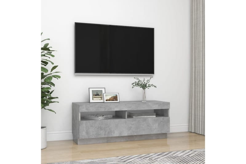 TV-bänk med LED-belysning betonggrå 100x35x40 cm - Grå - Möbler - Vardagsrum - Tv-möbler & mediamöbler - Tv-bänkar