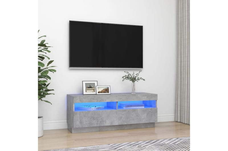 TV-bänk med LED-belysning betonggrå 100x35x40 cm - Grå - Möbler - Vardagsrum - Tv-möbler & mediamöbler - Tv-bänkar