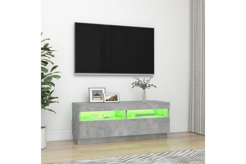 TV-bänk med LED-belysning betonggrå 100x35x40 cm - Grå - Möbler - Vardagsrum - Tv-möbler & mediamöbler - Tv-bänkar