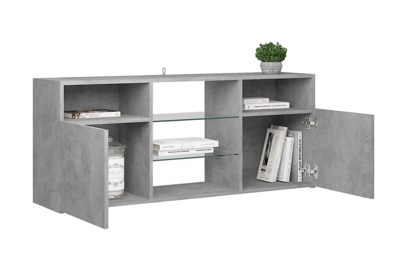 TV-bänk med LED-belysning betonggrå 120x30x50 cm - Grå - Möbler - Vardagsrum - Tv-möbler & mediamöbler - Tv-bänkar