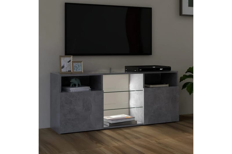 TV-bänk med LED-belysning betonggrå 120x30x50 cm - Grå - Tv-bänkar