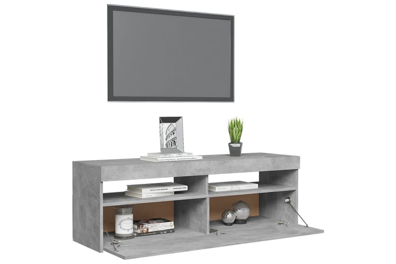 TV-bänk med LED-belysning betonggrå 120x35x40 cm - Grå - Tv-bänkar