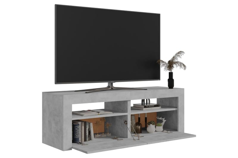 TV-bänk med LED-belysning betonggrå 120x35x40 cm - Grå - Tv-bänkar