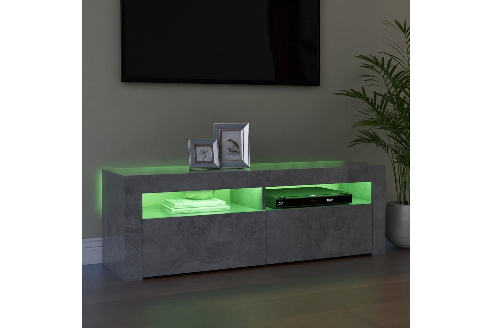 TV-bänk med LED-belysning betonggrå 120x35x40 cm - Grå - Möbler - Vardagsrum - Tv-möbler & mediamöbler - Tv-bänkar