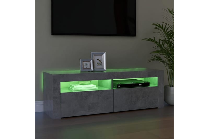TV-bänk med LED-belysning betonggrå 120x35x40 cm - Grå - Tv-bänkar