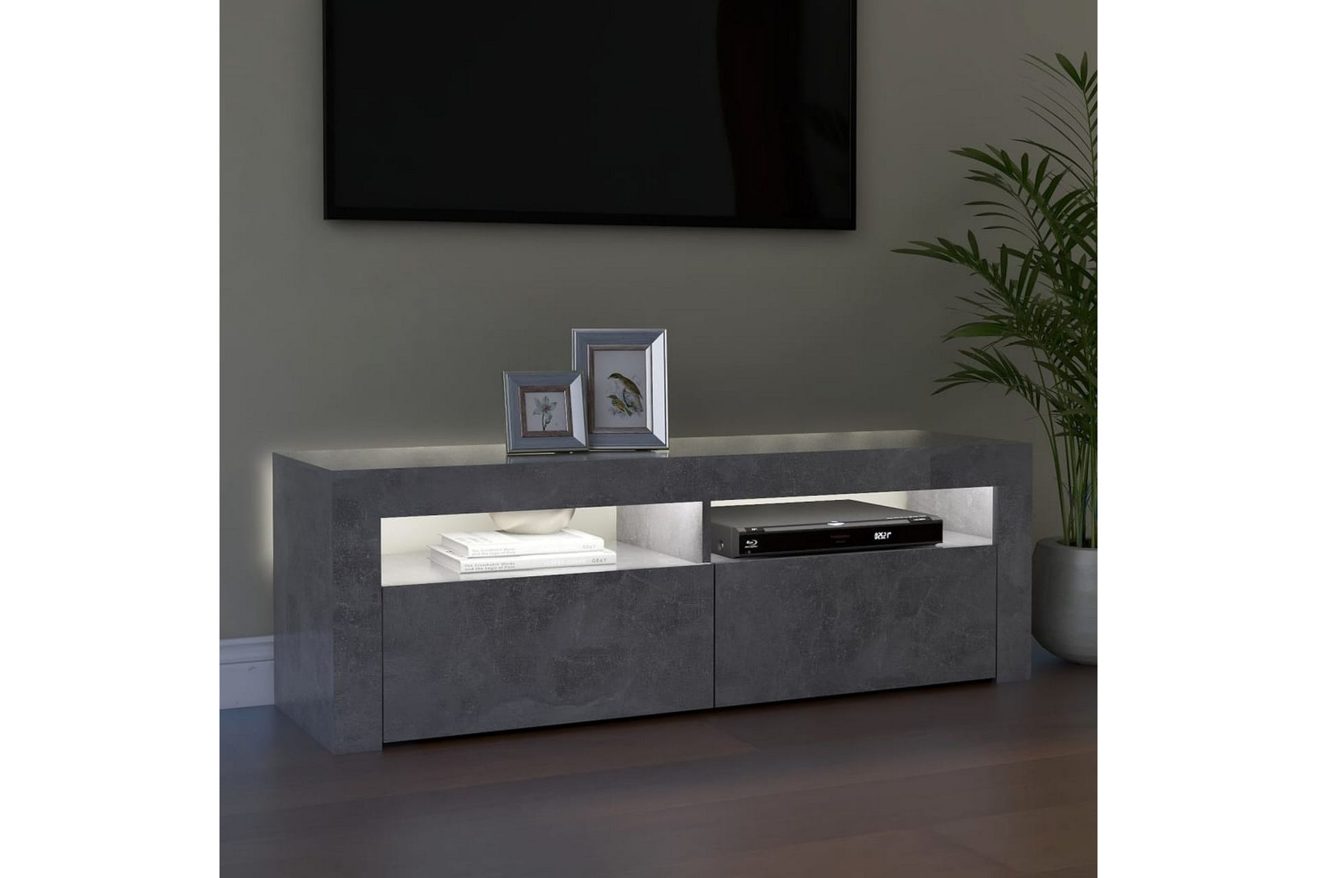 TV-bänk med LED-belysning betonggrå 120x35x40 cm - Grå - Möbler - Vardagsrum - Tv-möbler & mediamöbler - Tv-bänkar