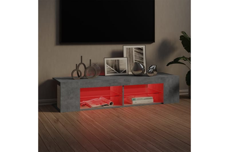 TV-bänk med LED-belysning betonggrå 135x39x30 cm - Grå - Tv-bänkar