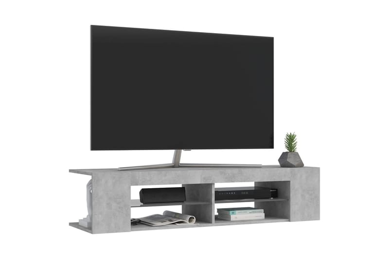TV-bänk med LED-belysning betonggrå 135x39x30 cm - Grå - Tv-bänkar