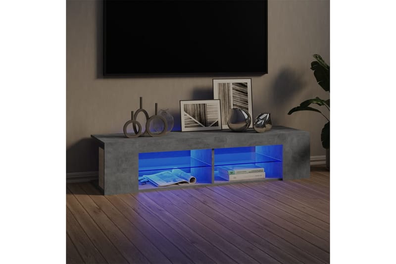 TV-bänk med LED-belysning betonggrå 135x39x30 cm - Grå - Möbler - Vardagsrum - Tv-möbler & mediamöbler - Tv-bänkar