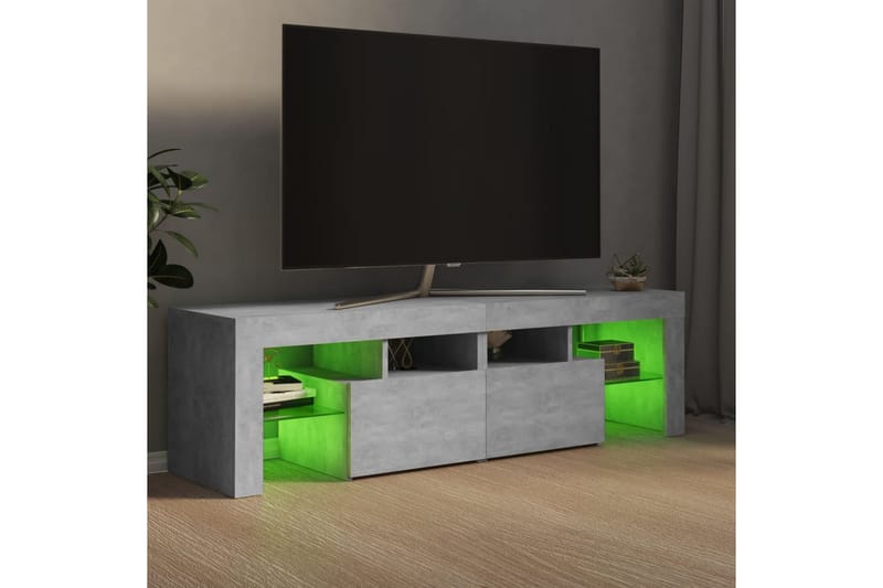 TV-bänk med LED-belysning betonggrå 140x35x40 cm - Grå - Tv-bänkar