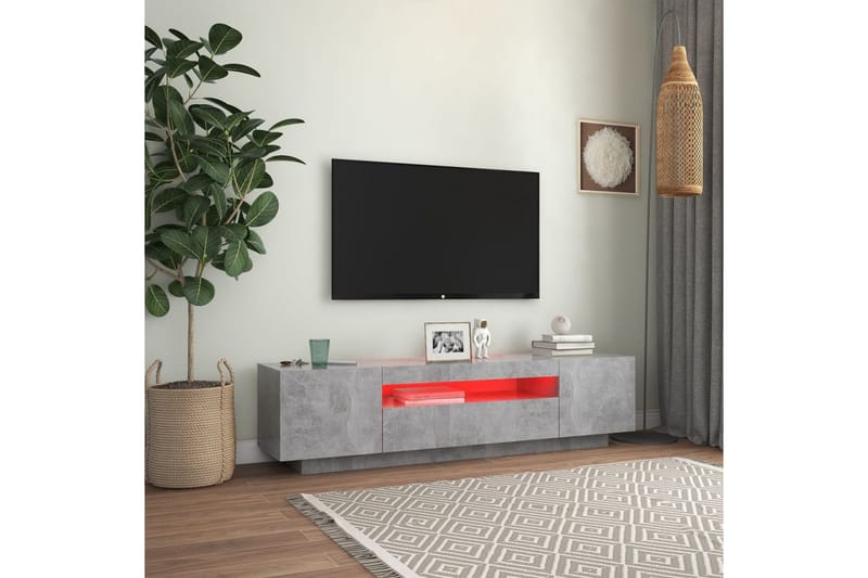 TV-bänk med LED-belysning betonggrå 160x35x40 cm - Grå - Möbler - Vardagsrum - Tv-möbler & mediamöbler - Tv-bänkar
