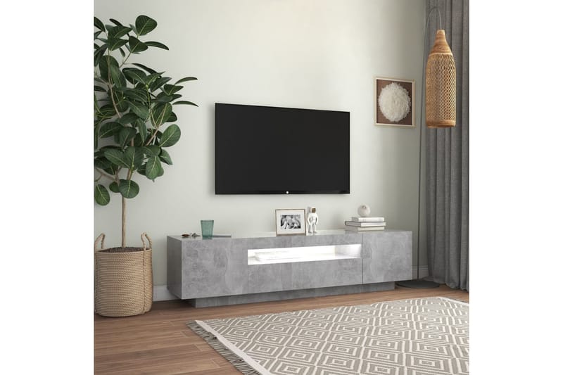 TV-bänk med LED-belysning betonggrå 160x35x40 cm - Grå - Möbler - Vardagsrum - Tv-möbler & mediamöbler - Tv-bänkar