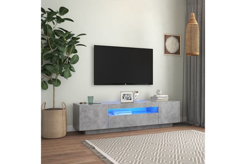 TV-bänk med LED-belysning betonggrå 160x35x40 cm - Grå - Tv-bänkar