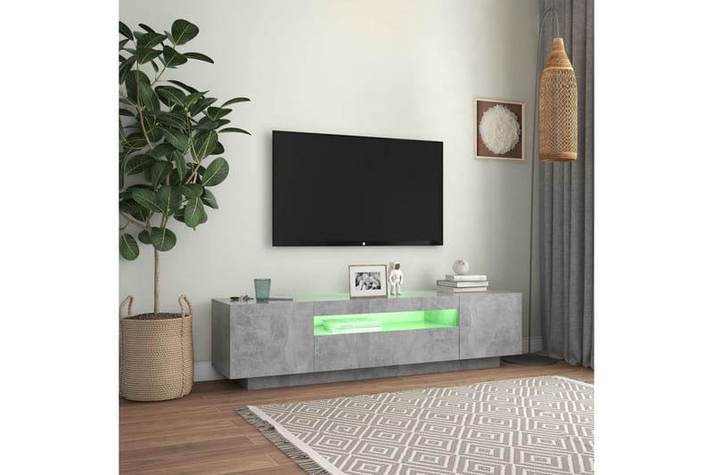 TV-bänk med LED-belysning betonggrå 160x35x40 cm - Grå - Möbler - Vardagsrum - Tv-möbler & mediamöbler - Tv-bänkar