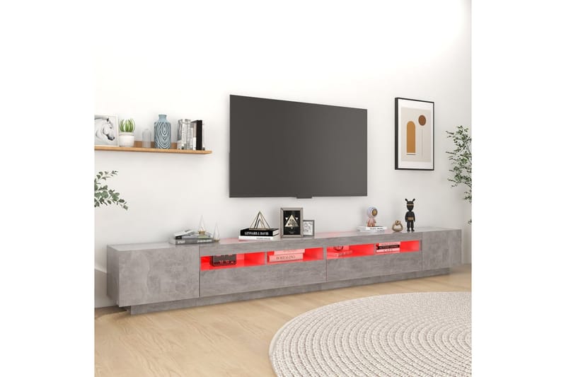 TV-bänk med LED-belysning betonggrå 300x35x40 cm - Grå - Möbler - Vardagsrum - Tv-möbler & mediamöbler - Tv-bänkar