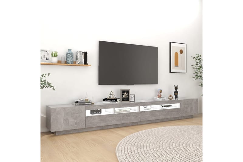 TV-bänk med LED-belysning betonggrå 300x35x40 cm - Grå - Möbler - Vardagsrum - Tv-möbler & mediamöbler - Tv-bänkar