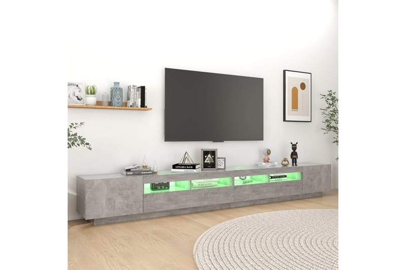 TV-bänk med LED-belysning betonggrå 300x35x40 cm - Grå - Tv-bänkar