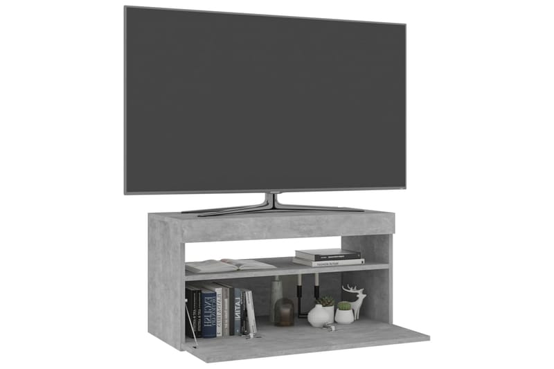 Tv-bänk med LED-belysning betonggrå 75x35x40 cm - Grå - Tv-bänkar