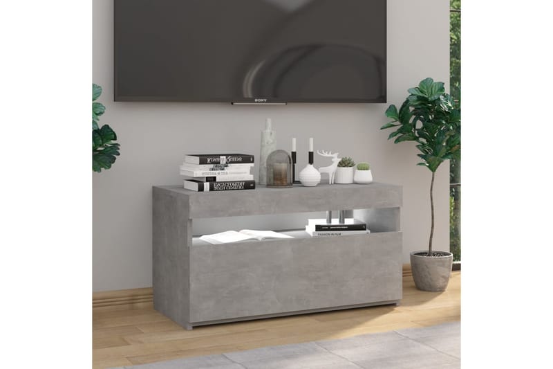 Tv-bänk med LED-belysning betonggrå 75x35x40 cm - Grå - Tv-bänkar