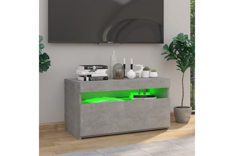 Tv-bänk med LED-belysning betonggrå 75x35x40 cm - Grå - Tv-bänkar