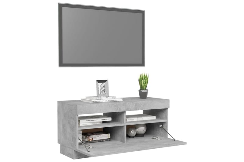 TV-bänk med LED-belysning betonggrå 80x35x40 cm - Grå - Tv-bänkar