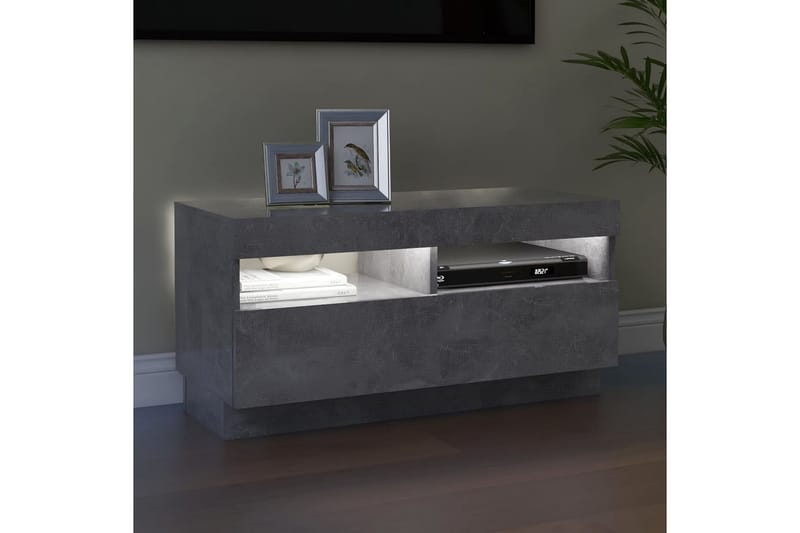 TV-bänk med LED-belysning betonggrå 80x35x40 cm - Grå - Möbler - Vardagsrum - Tv-möbler & mediamöbler - Tv-bänkar