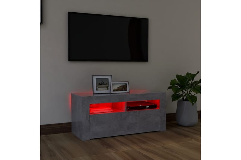 TV-bänk med LED-belysning betonggrå 90x35x40 cm - Grå - Möbler - Vardagsrum - Tv-möbler & mediamöbler - Tv-bänkar