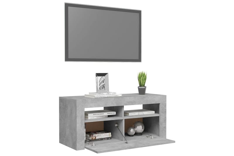 TV-bänk med LED-belysning betonggrå 90x35x40 cm - Grå - Möbler - Vardagsrum - Tv-möbler & mediamöbler - Tv-bänkar