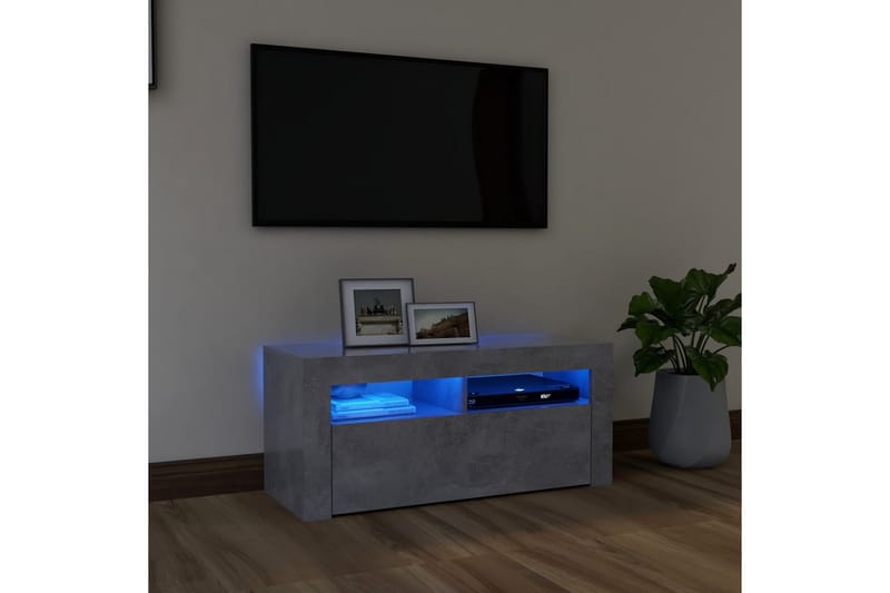 TV-bänk med LED-belysning betonggrå 90x35x40 cm - Grå - Möbler - Vardagsrum - Tv-möbler & mediamöbler - Tv-bänkar